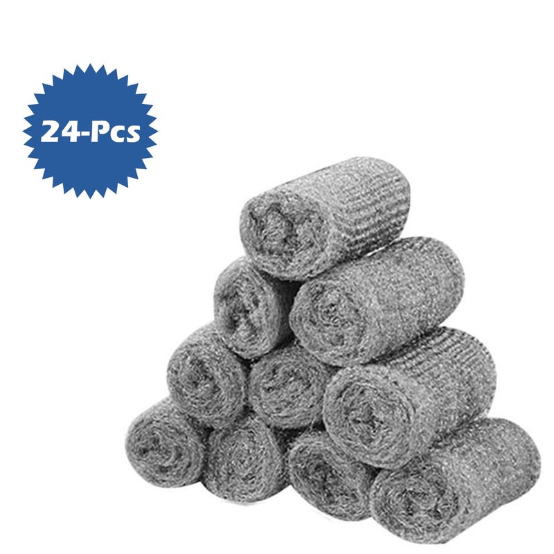 Mintique Steel Wool Pads 0000 24PCS Roll Glass Wood Fabric Metal Extra Fine Polishing Chrome Glass Polishing Pads Mice Control Weep Hole Covers Walls - Image 4